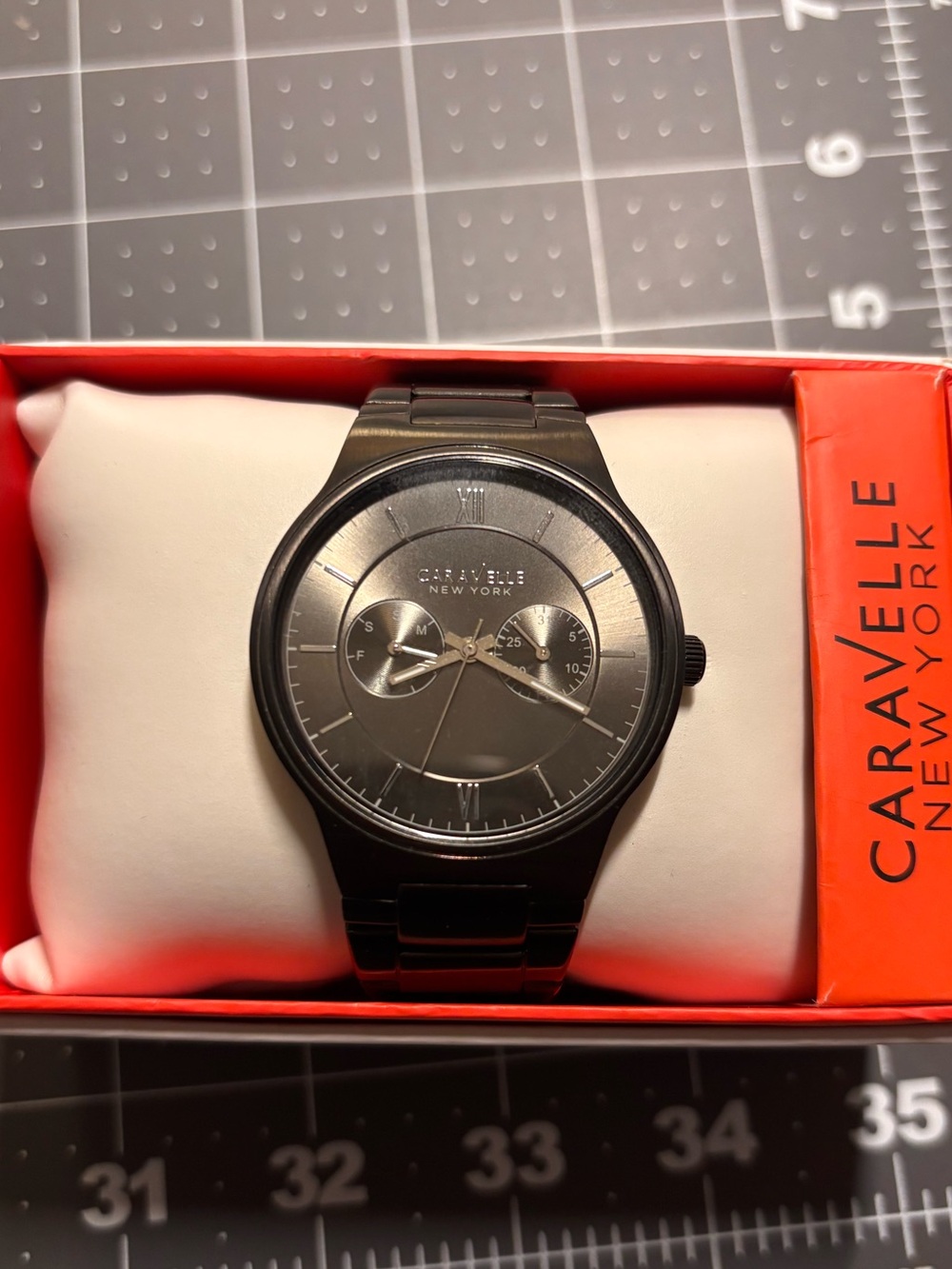 Men's Black Stainless Caravelle Watch